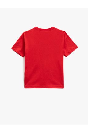تی شرت قرمز بچه گانه رگولار یقه گرد تکی کد 649671871