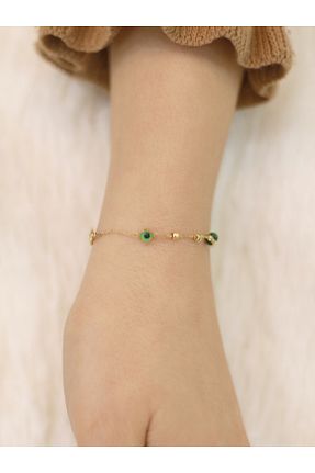 دستبند طلا سبز زنانه 14 عیار ZEYNEPLİ GOLD - کد 794841841
