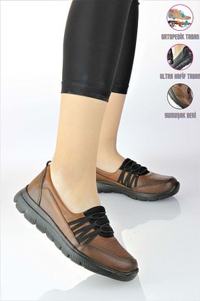 کفش کژوال قهوه ای زنانه چرم خالص Konfores - کد 669525075