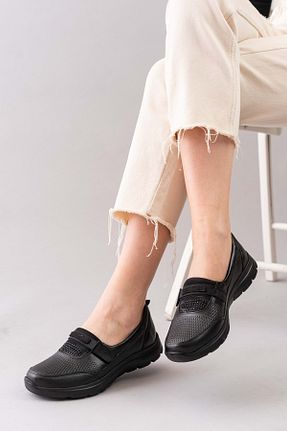 کفش کژوال مشکی زنانه چرم خالص Konfores - کد 637894869