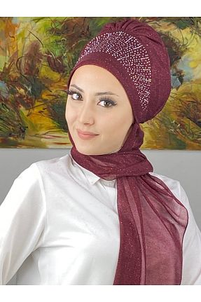 روسری زرشکی شیفون کد 795094574