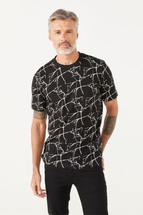 تی شرت مشکی مردانه اورسایز یقه گرد تکی طراحی کد 795104891