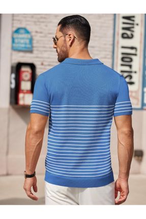 تی شرت آبی مردانه اسلیم فیت یقه پولو تکی پوشاک ورزشی کد 795005653