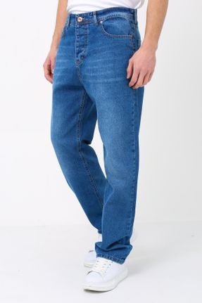 شلوار جین آبی مردانه پاچه راحت جین ساده جوان بلند کد 792759108