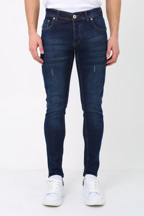 شلوار جین آبی مردانه پاچه تنگ جین ساده جوان کد 793123741