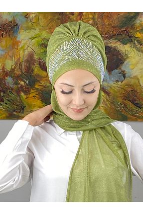 روسری سبز شیفون BUTİKAMBAR - کد 795094634