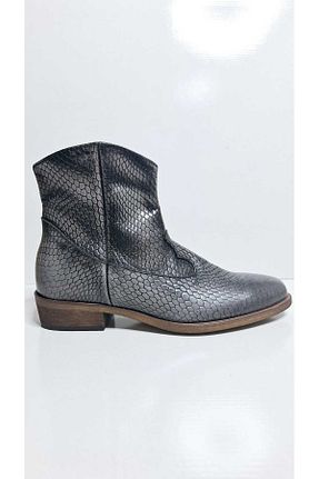 بوت / نیم بوت طوسی زنانه چرم خالص POTEEN - کد 795153356