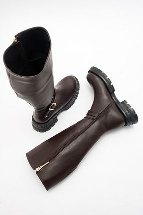 چکمه قهوه ای زنانه چرم مصنوعی luvishoes - کد 795299084