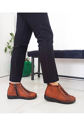 بوت / نیم بوت قهوه ای زنانه چرم مصنوعی GDT Ayakkabı - کد 791346425
