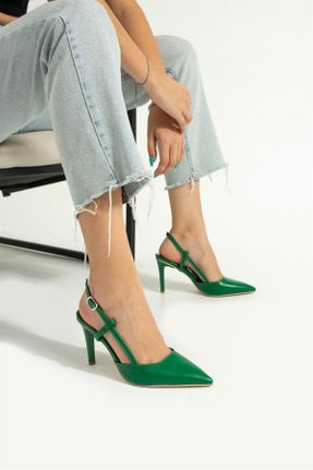 کفش پاشنه بلند کلاسیک سبز زنانه پاشنه نازک پاشنه متوسط ( 5 - 9 cm ) کد 750751869