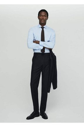 پیراهن آبی مردانه اسلیم فیت MANGO Man - کد 770400192