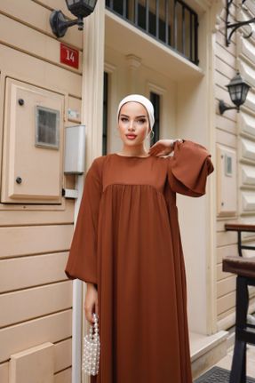 لباس قهوه ای زنانه اورسایز بافتنی پلی استر کد 795470152