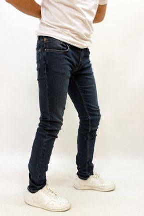 شلوار جین آبی مردانه پاچه تنگ جین ساده پوشاک ورزشی بلند کد 795346666