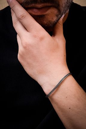 دستبند نقره سفید مردانه 925 عیار Ebrar Silver - کد 716538439