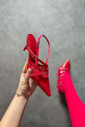کفش پاشنه بلند کلاسیک قرمز زنانه چرم مصنوعی SHOEBELLAS - کد 795639948