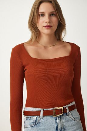 بلوز زرشکی زنانه ساده Happiness İstanbul - کد 174970428