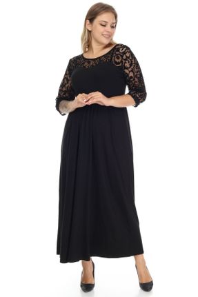 لباس مشکی زنانه بافت سایز بزرگ ویسکون کد 48343796