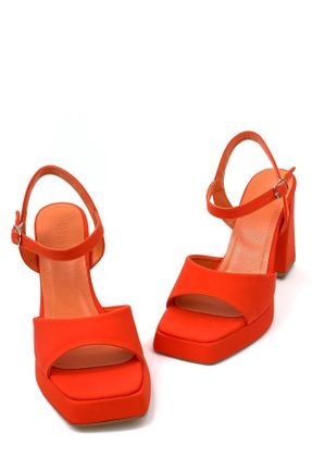 کفش پاشنه بلند کلاسیک نارنجی زنانه ساتن پاشنه پلت فرم پاشنه بلند ( +10 cm) کد 795158532