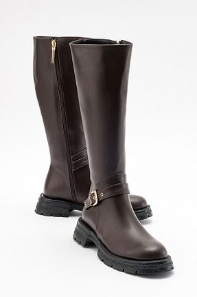چکمه قهوه ای زنانه چرم مصنوعی luvishoes - کد 795299084