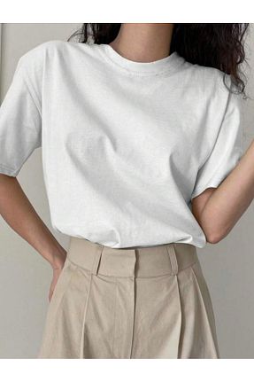 تیشرت سفید زنانه اورسایز BYMEER - کد 795343966