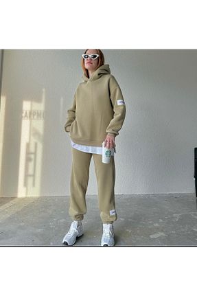 ست گرمکن خاکی زنانه پنبه پلی استر LİLA EXCLUSİVE - کد 795513594