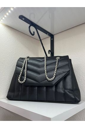 کیف دوشی مشکی زنانه چرم مصنوعی HANDE ERTAŞ TESETTÜR GİYİM - کد 795543964