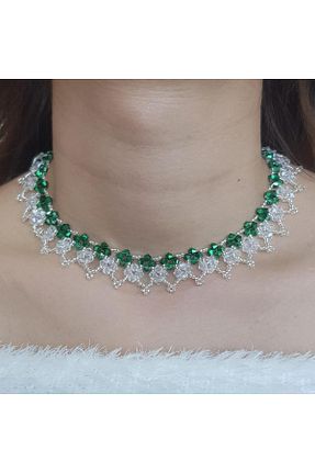 گردنبند جواهر سبز زنانه Handmade By HLY - کد 795606018