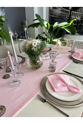 رومیزی صورتی کتان Decamor home - کد 795658272