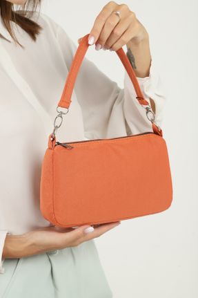 کیف دوشی نارنجی زنانه پارچه نساجی کد 127503009