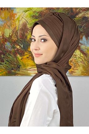 روسری قهوه ای ساده BUTİKAMBAR - کد 795857565