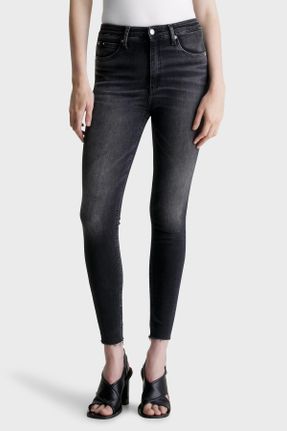 شلوار جین مشکی زنانه پاچه تنگ فاق بلند استاندارد کد 795938470
