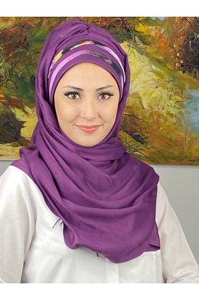 روسری بنفش ساده BUTİKAMBAR - کد 795974677