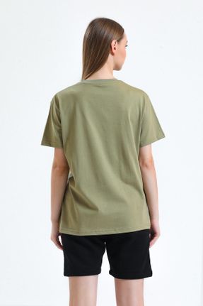 تی شرت خاکی مردانه رگولار یقه گرد پنبه (نخی) کد 723130449