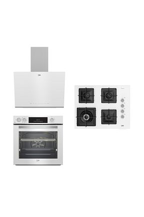 ست هود و اجاق گاز سفید گارانتی نمایندگی رسمی Beko - کد 796109574