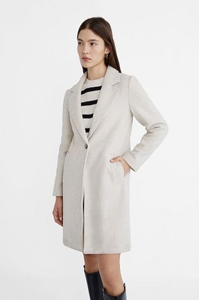 پالتو پشمی نباتی زنانه اسلیم فیت Stradivarius - کد 796185527