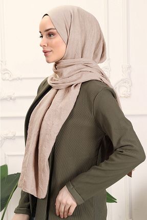 شال بژ زنانه پنبه ای ada sanatsal - کد 672334176