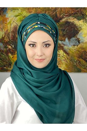 روسری سبز ساده BUTİKAMBAR - کد 795857846