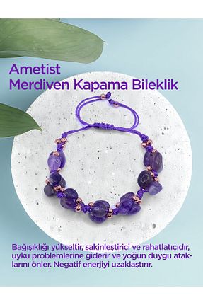 دستبند جواهر بنفش زنانه سنگ طبیعی OSMANLI DEĞERLİ TAŞ - کد 795895718