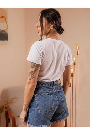 تیشرت سفید زنانه یقه دوچرخه Butik - کد 795935920
