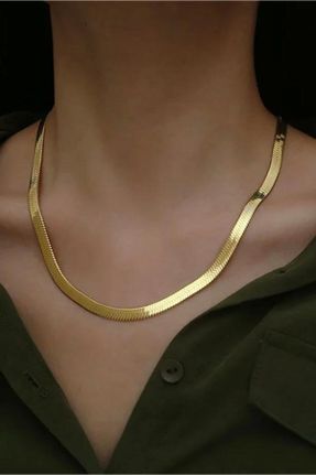 گردنبند استیل طلائی زنانه فولاد ( استیل ) کد 795985504