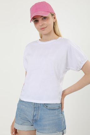 تی شرت سفید زنانه پنبه (نخی) بیسیک کد 103675005