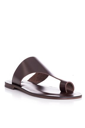 دمپائی قهوه ای زنانه چرم خالص DaphneSandals - کد 103509487
