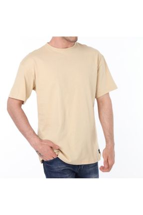 تی شرت بژ مردانه پنبه (نخی) رگولار یقه گرد تکی کد 104644338