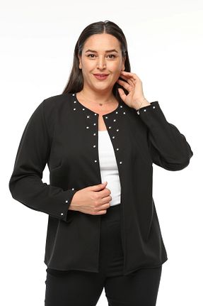 کت سایز بزرگ مشکی زنانه الاستین Curvy Trend - کد 767149063