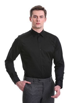 پیراهن مشکی مردانه اسلیم فیت Hatemoğlu - کد 795784143