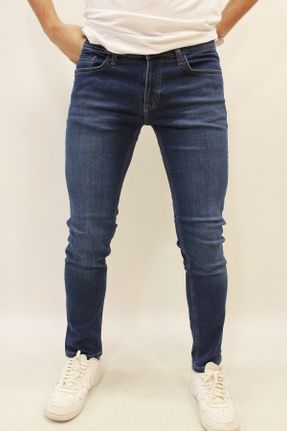 شلوار جین آبی مردانه پاچه تنگ جین ساده بلند کد 795860884