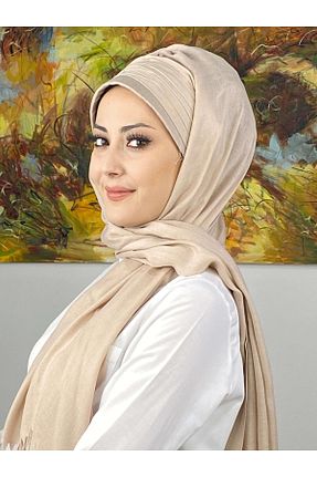 روسری بژ ساده BUTİKAMBAR - کد 795857738