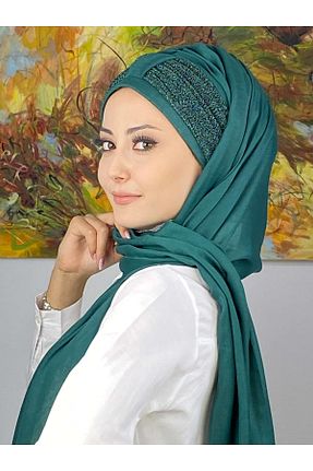 روسری سبز ساده BUTİKAMBAR - کد 795857699