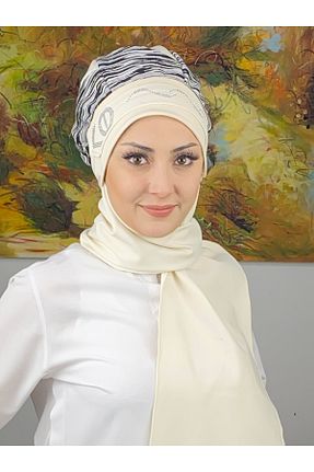 روسری بژ ساده BUTİKAMBAR - کد 795974255