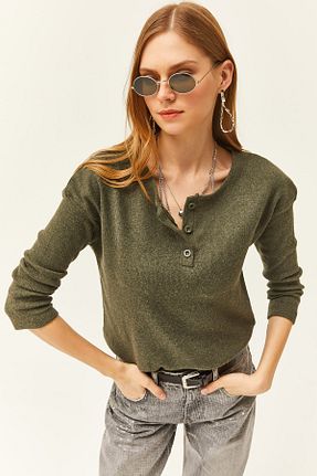پلیور خاکی زنانه ساده Olalook - کد 796389523